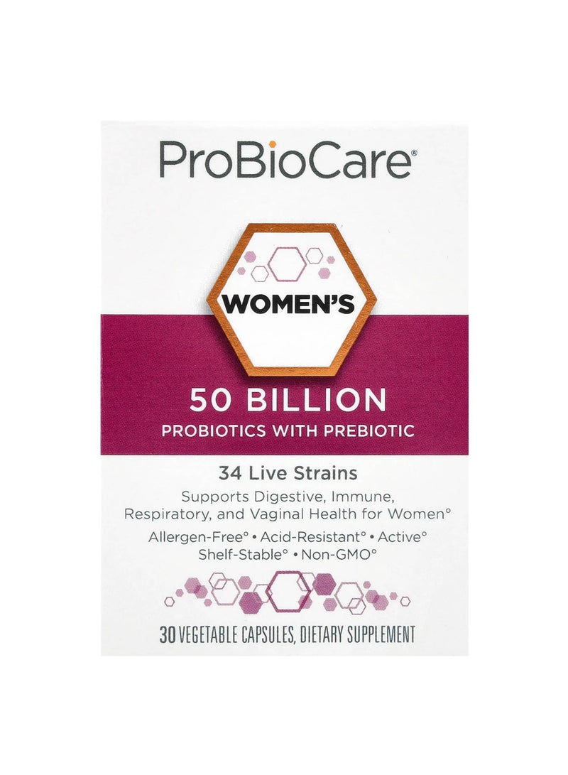 Women's Probiotics With Prebiotic, 50 Billion, 30 Vegetable Capsules